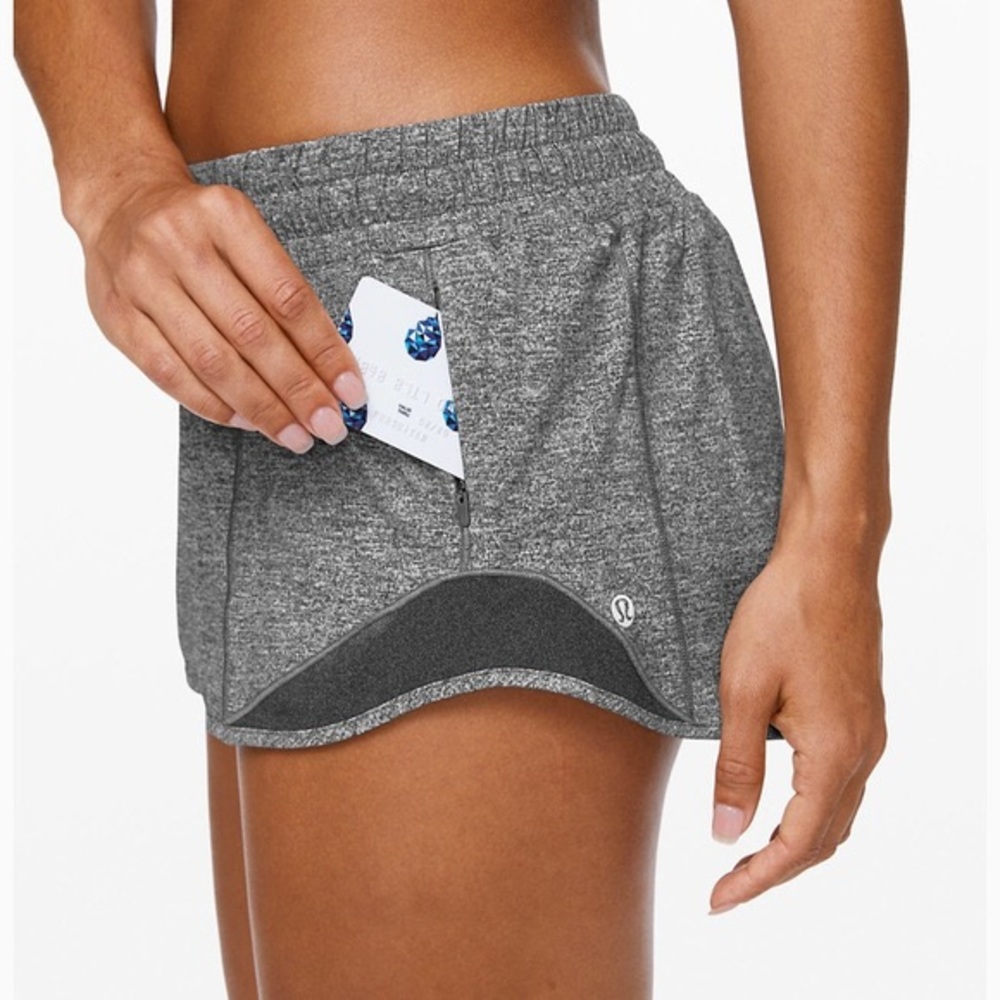 lululemon athletica Gray Heather Running Shorts with Zip Pocket